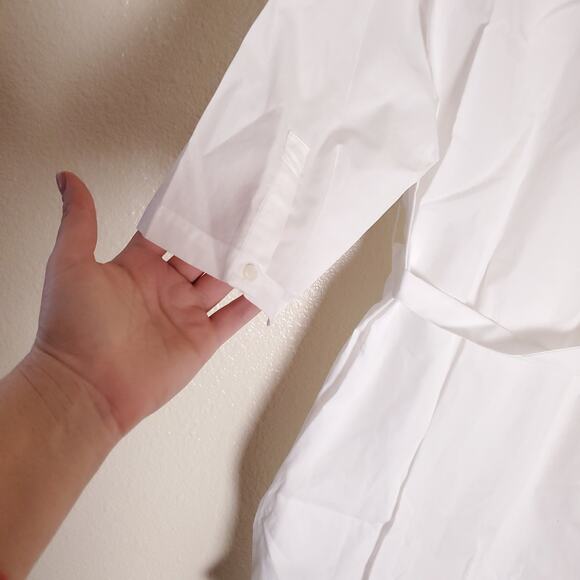 NWT ARMANI EXCHANGE A|X White Quiet Luxury Collared Button Up Shirt Dress Sz 2 - Picture 15 of 16